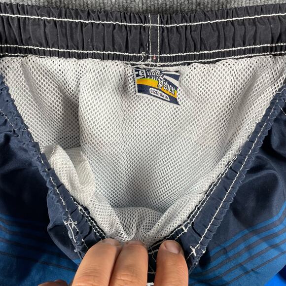 Quad Seven Swim Shorts Youth 16/18 Blue Colorblock Lined Hook And Loop Draw - Picture 6 of 8